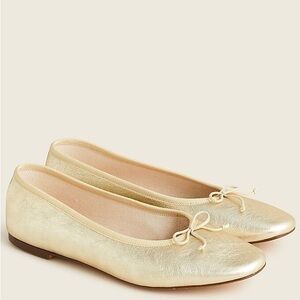 J. Crew Zoe Ballet Flats in Metallic Leather Gold